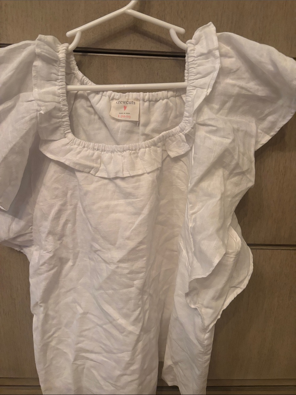 Crewcuts White Ruffled Square-Neck Blouse